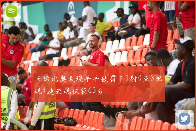 卡诺比奥表现平平被罚下1射0正3犯规4造犯规仅获63分
